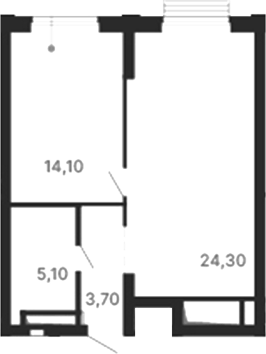 Планировка 1-к.кв, 47,2 м² в ЖК Парк Столиц
