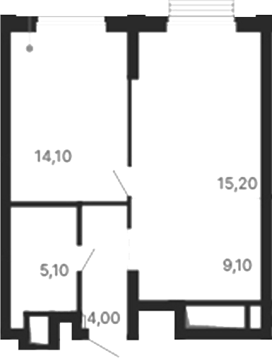 Планировка 1-к.кв, 47,5 м² в ЖК Парк Столиц