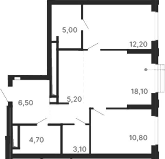 Планировка 2-к, 65,6 м² в ЖК Парк Столиц