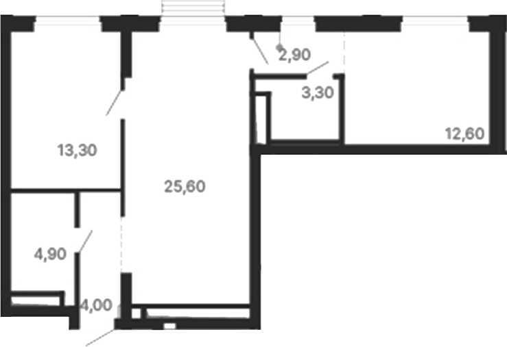 Планировка 2-к.кв, 66,6 м² в ЖК Парк Столиц