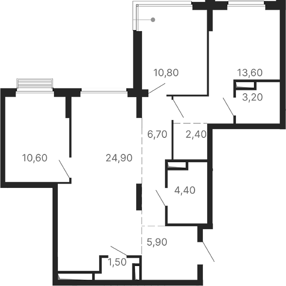 Планировка 3-к, 84 м² в ЖК Парк Столиц