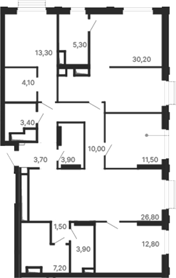 Планировка 4-к, 137,6 м² в ЖК Парк Столиц