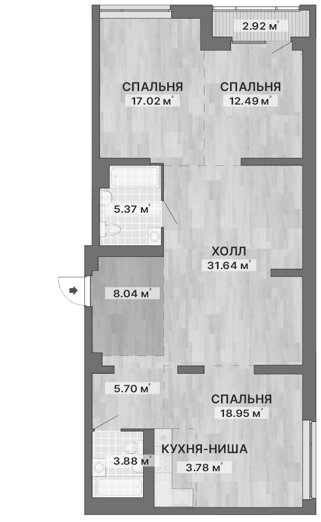Планировка 4Е-к.кв, 109,79 м² в ЖК ЖК Repin Towers (ГК Атомстройкомплекс)