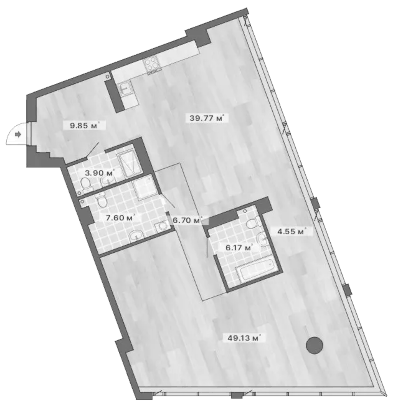 Планировка С одной спальней, 127,67 м² в ЖК Ре:Волюшн Тауэрс