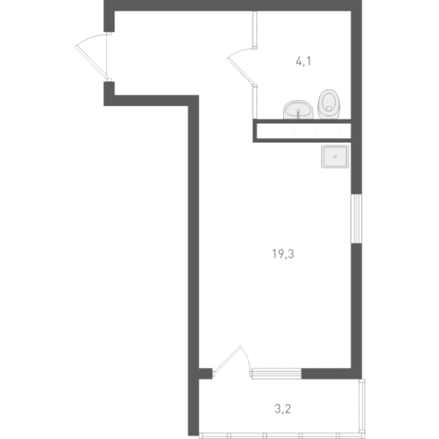 Планировка Студия, 25 м² в ЖК Русь