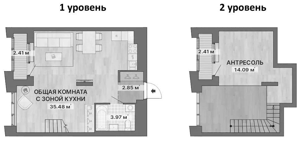 Планировка Студия, 61,21 м² в ЖК Северное сияние