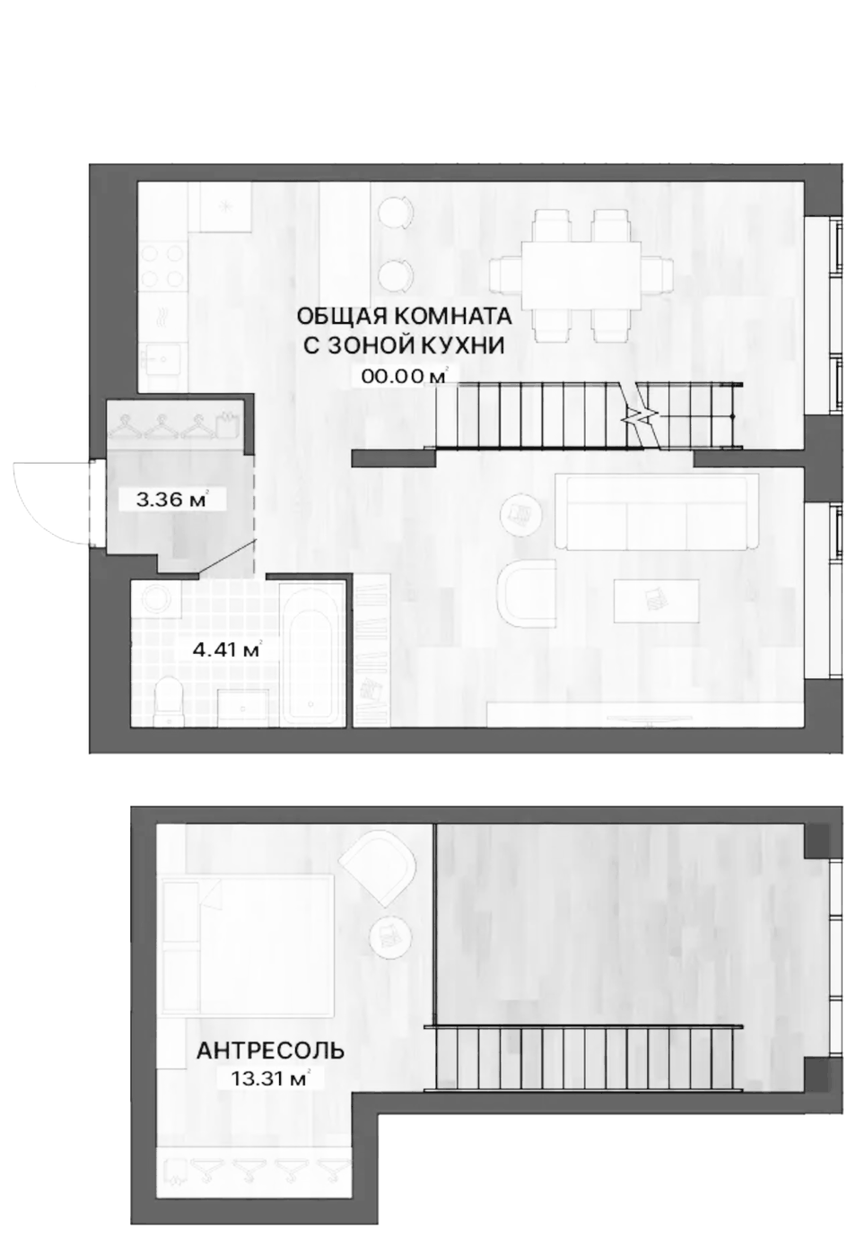 Планировка Студия, 63,92 м² в ЖК Северное сияние