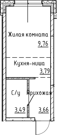 Планировка Студия, 20,7 м² в ЖК Синица на Куйбышева