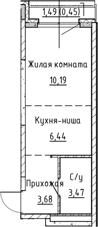Планировка Студия, 24,23 м² в ЖК Синица на Куйбышева