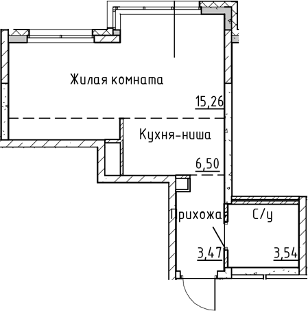 Планировка Студия, 28,77 м² в ЖК Синица на Куйбышева