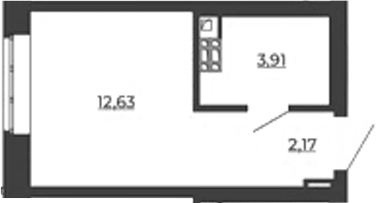 Планировка Планировка Студия 18,71 м² в ЖК СКМ Ривер в Екатеринбурге в ЖК СКМ Ривер