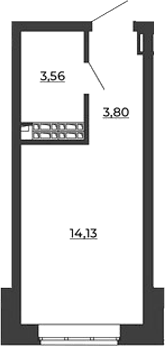 Планировка Студия, 21,49 м² в ЖК СКМ Ривер