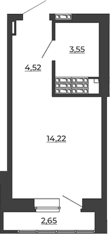 Планировка Студия, 24,94 м² в ЖК СКМ Ривер