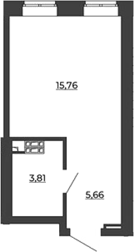 Планировка Студия, 25,23 м² в ЖК СКМ Ривер