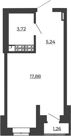 Планировка Студия, 28,1 м² в ЖК СКМ Ривер