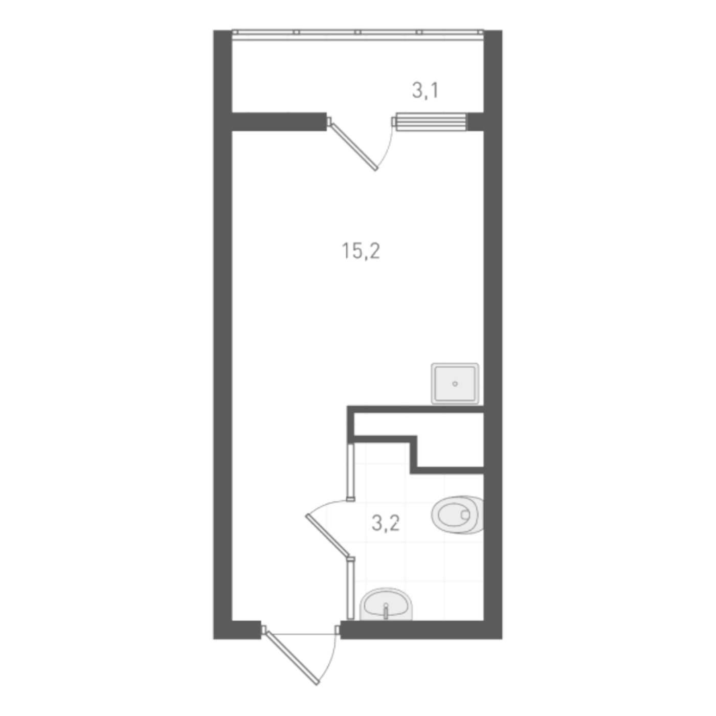 Планировка Студия, 19.3 м² в ЖК Старт