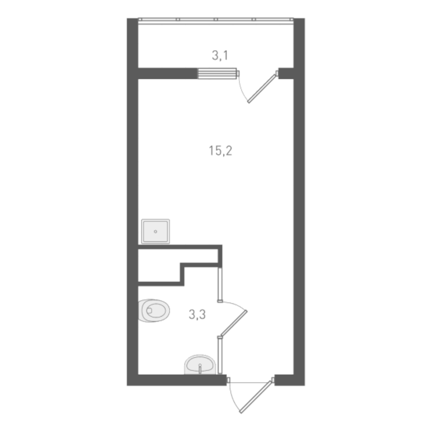 Планировка Студия, 19.6 м² в ЖК Старт