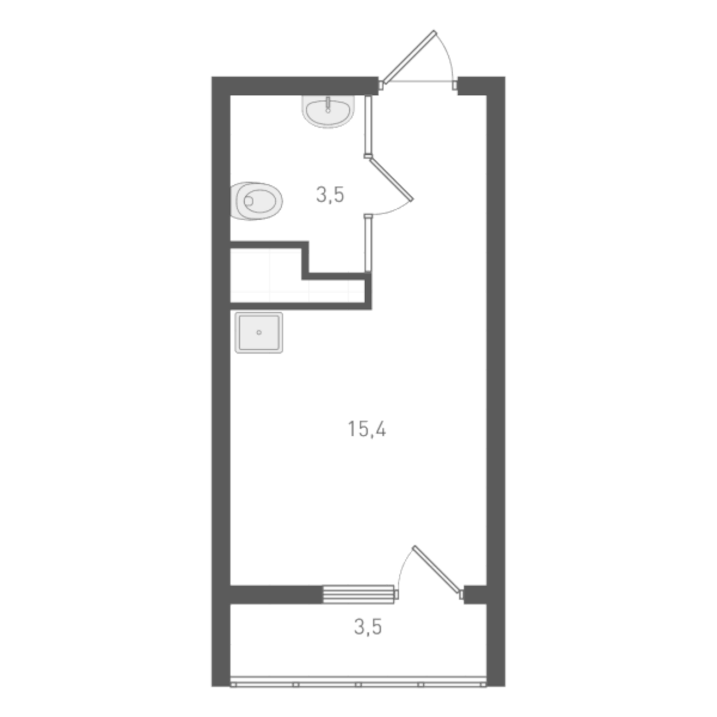 Планировка Студия, 19.8 м² в ЖК Старт