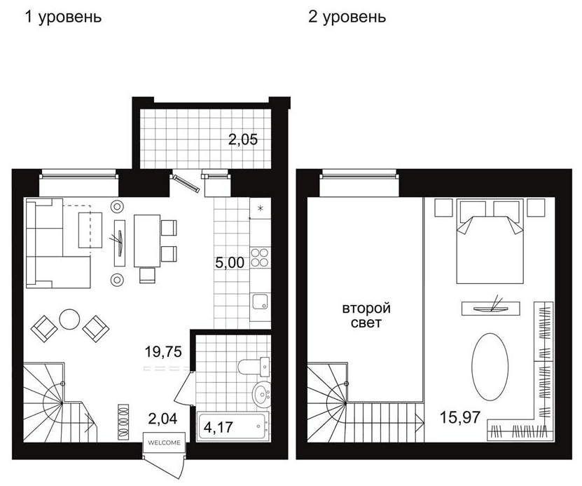 Планировка Своб. план., 49 м² в ЖК Уют-Сити