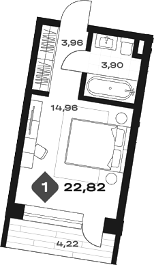 Планировка Апартамент, 22,82 м² в ЖК Велнес Панорама