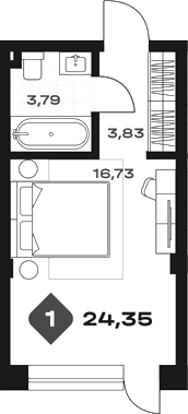 Планировка Апартамент, 24,35 м² в ЖК Велнес Панорама